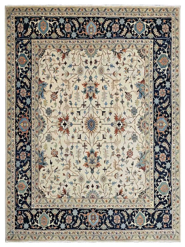 Artisan Gwyneth  Ivory Black Traditional Knotted Rug For Cheap