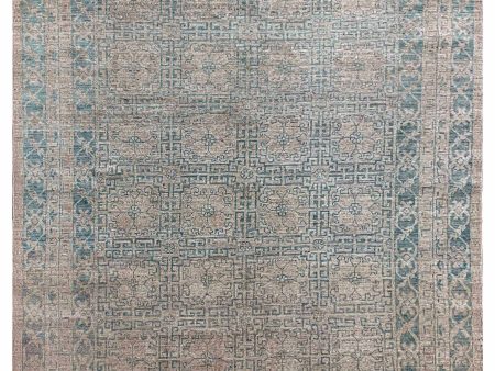 Artisan Sarah  Ocean Blue Beige Transitional Knotted Rug Hot on Sale