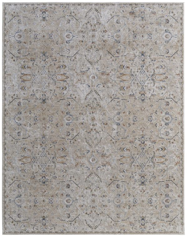 Feizy Pasha 39M6F Beige Blue Transitional Bohemian & Eclect Machinemade Rug Supply