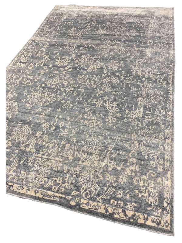 Artisan Samantha  Grey Ivory Transitional Knotted Rug Cheap