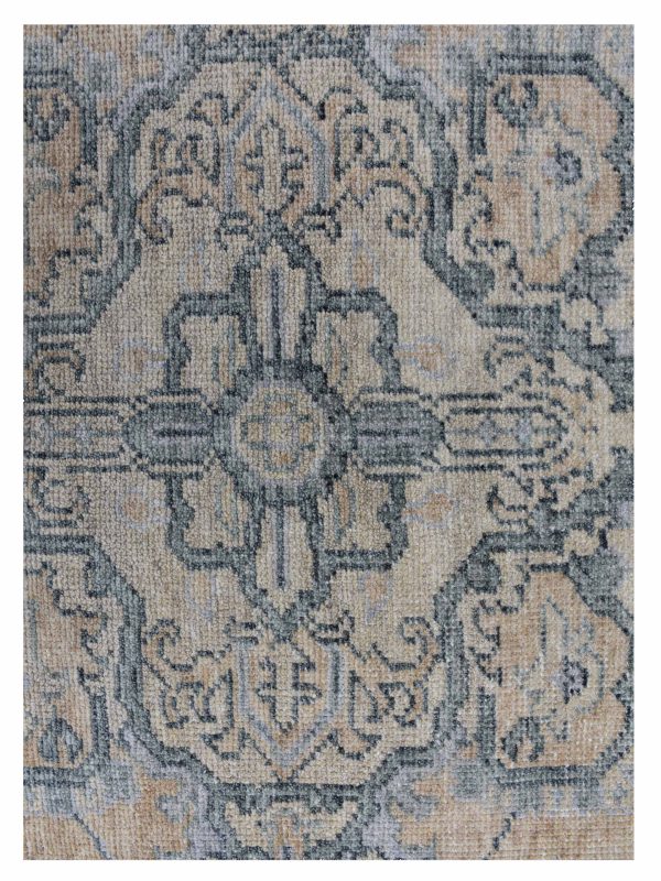 Artisan Aimee  Camel Lt.Blue Traditional Knotted Rug For Cheap