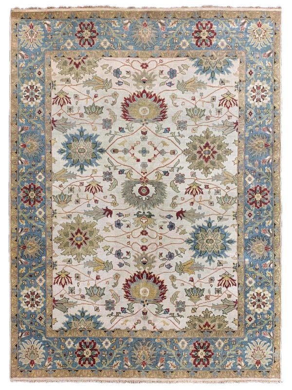 Artisan Cameron  Ivory Lt.Blue Traditional Knotted Rug For Discount