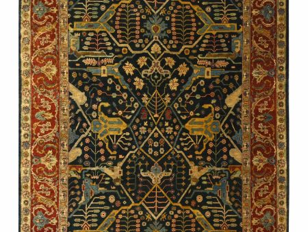 Artisan Gwyneth  Blue Rust Traditional Knotted Rug Online now