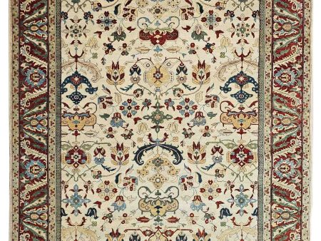 Artisan Gwyneth  Ivory Red Traditional Knotted Rug Sale