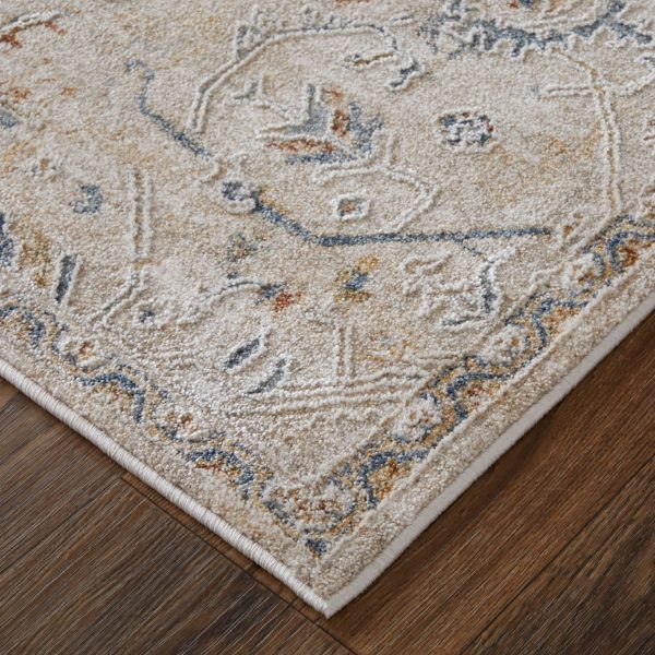 Feizy Pasha 39M6F Beige Blue Transitional Bohemian & Eclect Machinemade Rug Supply