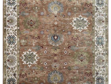 Artisan Cameron  Rust Ivory Traditional Knotted Rug Online Sale