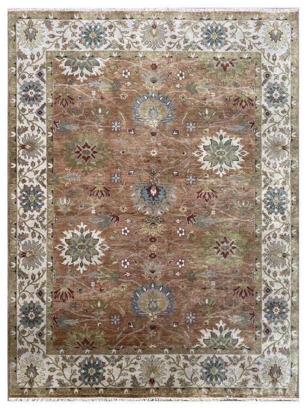 Artisan Cameron  Rust Ivory Traditional Knotted Rug Online Sale