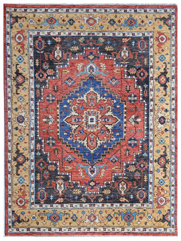 Artisan Felicity  Rust Ocaur Yellow Traditional Knotted Rug Fashion