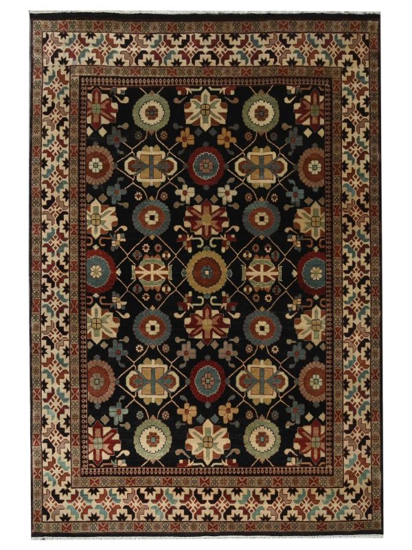 Artisan Helena  Black Beige Traditional Knotted Rug Online now