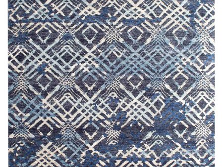 Artisan Felicity  Navy Blue Transitional Knotted Rug For Cheap