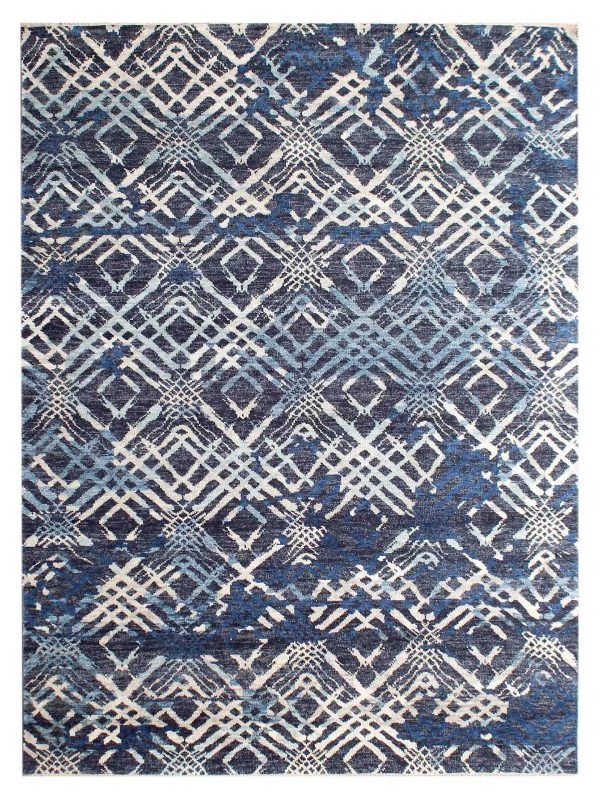 Artisan Felicity  Navy Blue Transitional Knotted Rug For Cheap