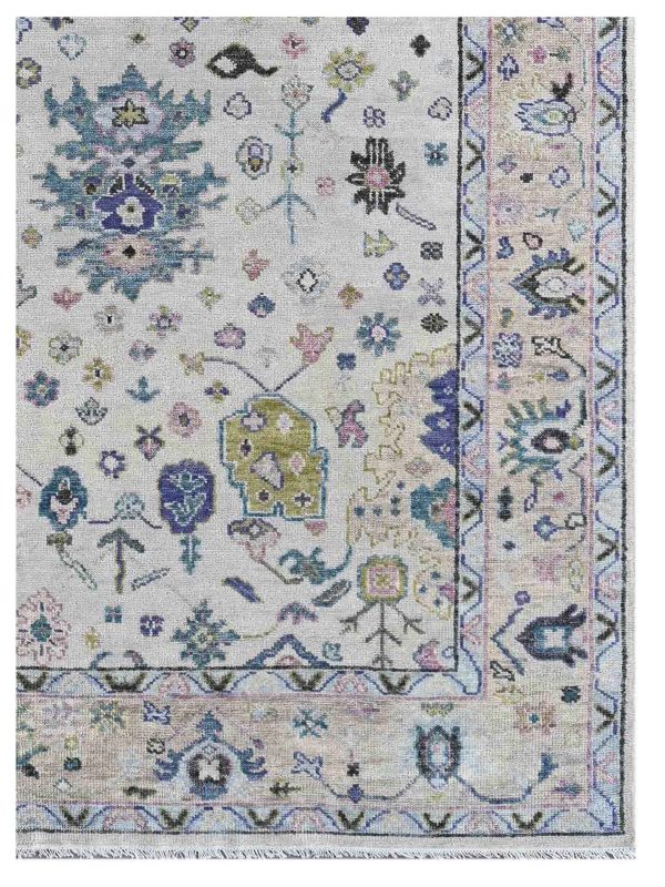 Artisan Felicity  Ivory Peach Transitional Knotted Rug For Sale