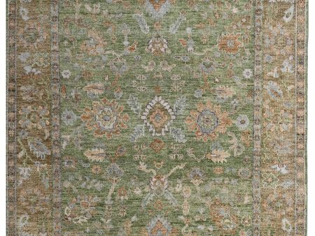 Artisan Felicity  Green Gold Traditional Knotted Rug For Discount