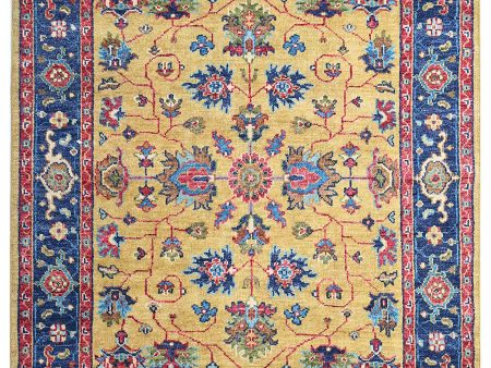 Artisan Felicity  Gold Navy Traditional Knotted Rug For Cheap