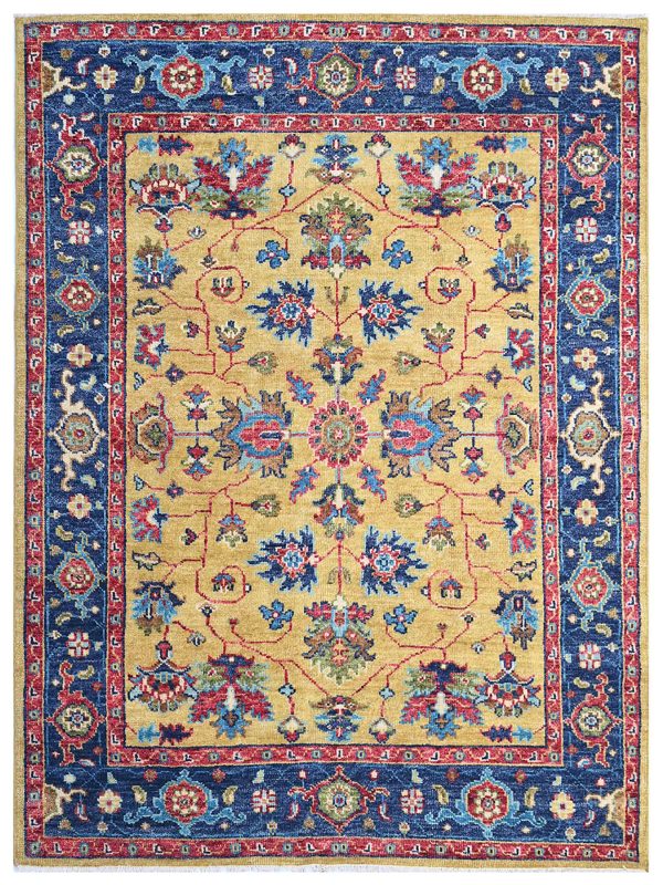 Artisan Felicity  Gold Navy Traditional Knotted Rug For Cheap