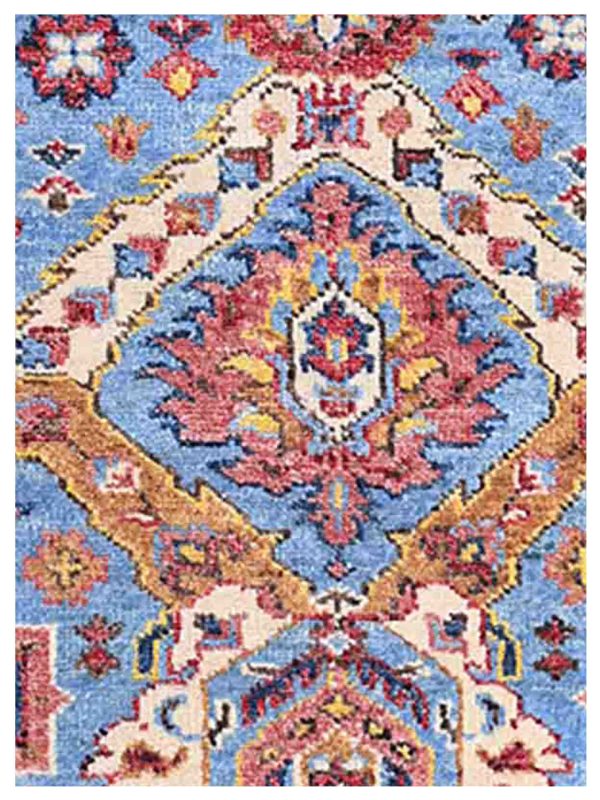 Artisan Felicity  Teal Blue Beige Traditional Knotted Rug Discount