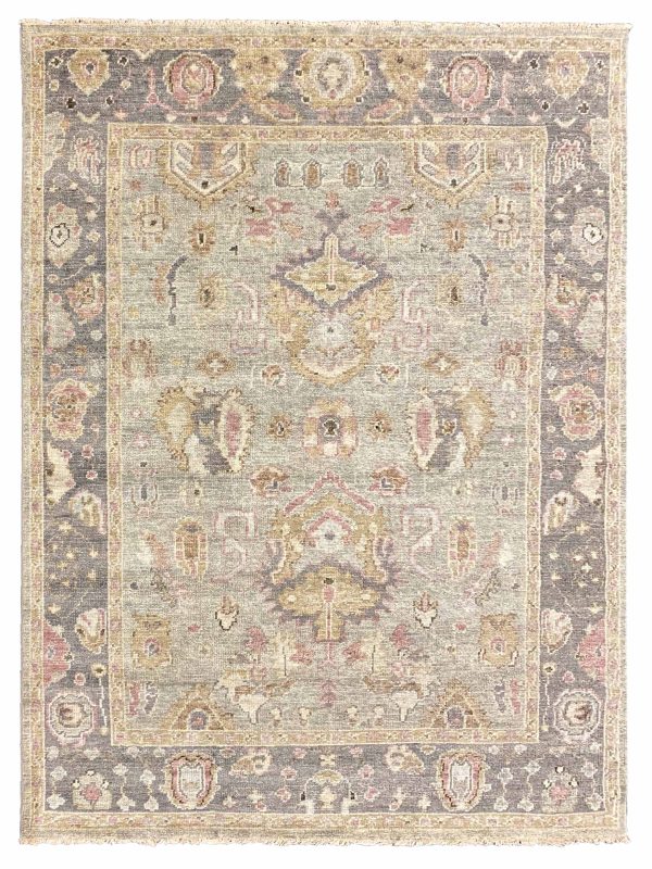 Artisan Felicity  Sage Green Grey Traditional Knotted Rug on Sale