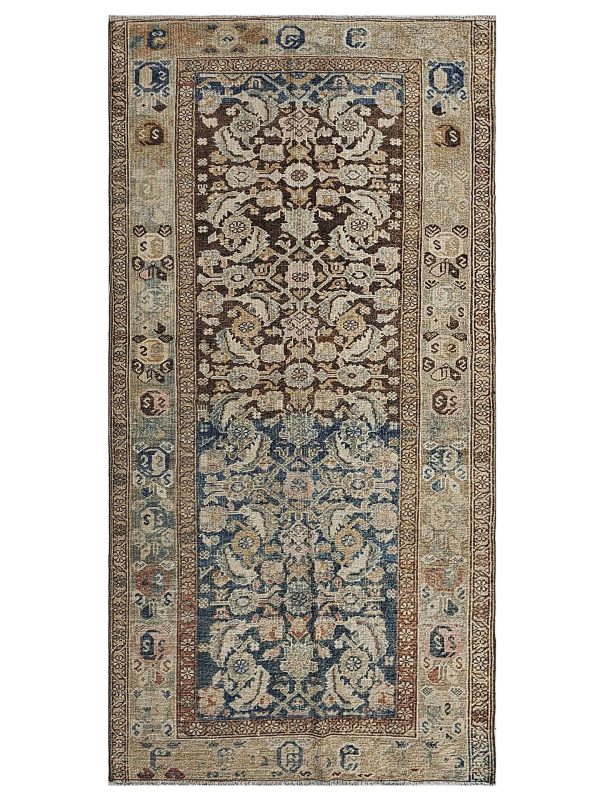 Artisan Angelina  Brown Blue Vintage Knotted Rug Hot on Sale