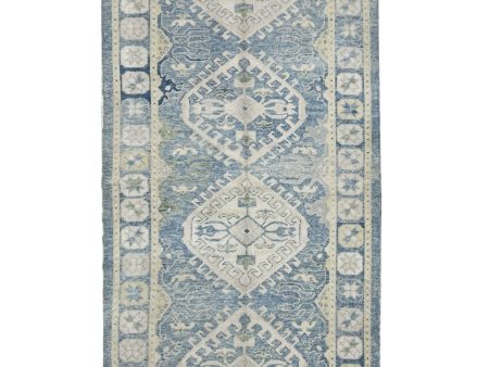 Artisan Angelina  Lt.Blue  Vintage Knotted Rug Hot on Sale