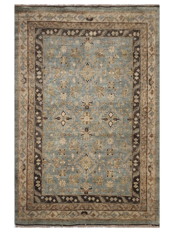 Artisan Felicity  Lt.Blue Brown Traditional Knotted Rug For Cheap