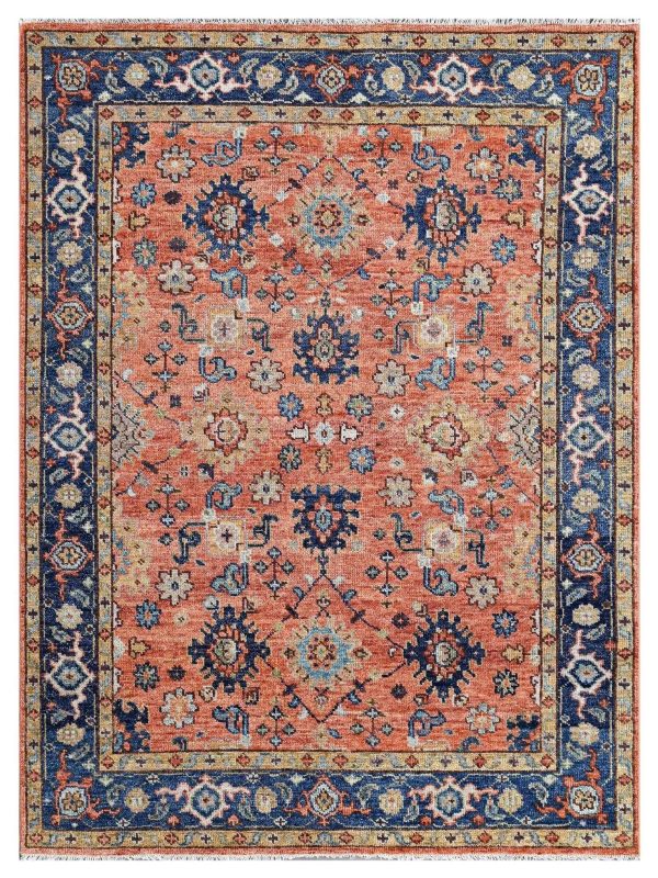 Artisan Felicity  Rust Navy Transitional Knotted Rug For Cheap