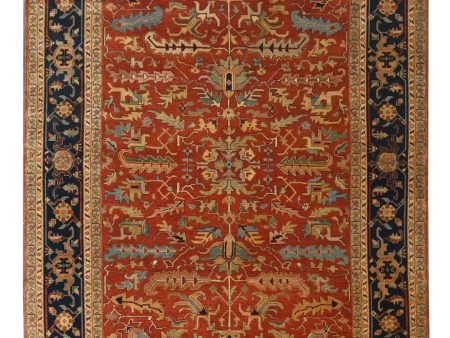 Artisan Helena  Rust Blue Traditional Knotted Rug Online