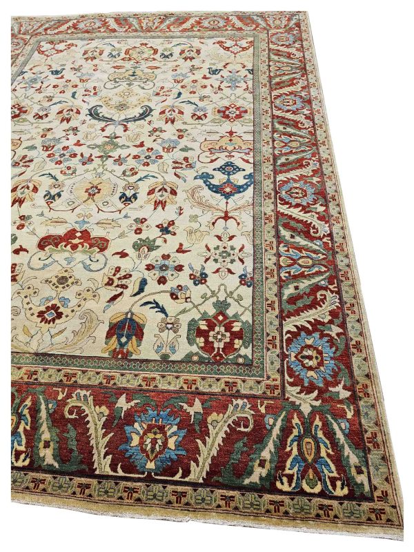 Artisan Gwyneth  Ivory Red Traditional Knotted Rug Sale