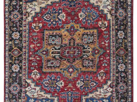 Artisan Felicity  Red Charcoal Transitional Knotted Rug For Sale