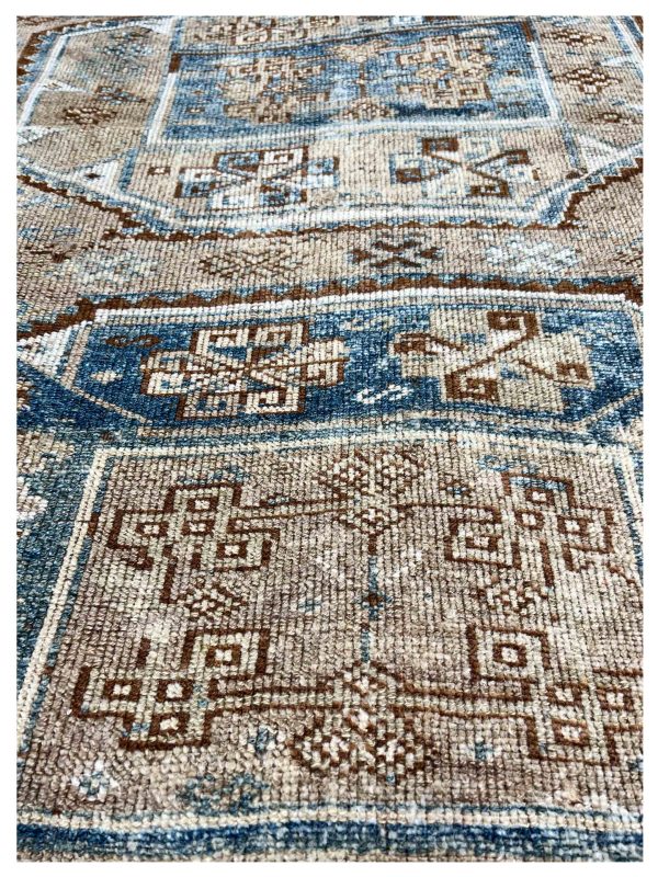 Artisan Angelina  Lt.Blue Brown Vintage Knotted Rug Fashion