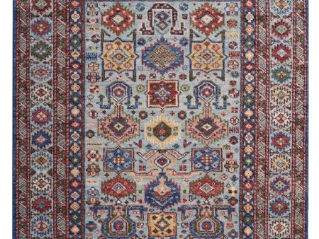 Artisan Felicity  Sky Blue Multi Transitional Knotted Rug Discount