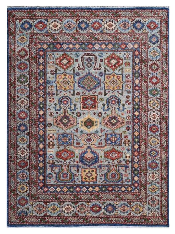 Artisan Felicity  Sky Blue Multi Transitional Knotted Rug Discount