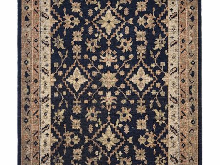 Artisan Felicity  Navy Ivory Traditional Knotted Rug Online now