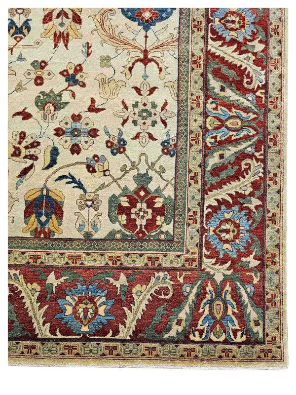 Artisan Gwyneth  Ivory Red Traditional Knotted Rug Sale