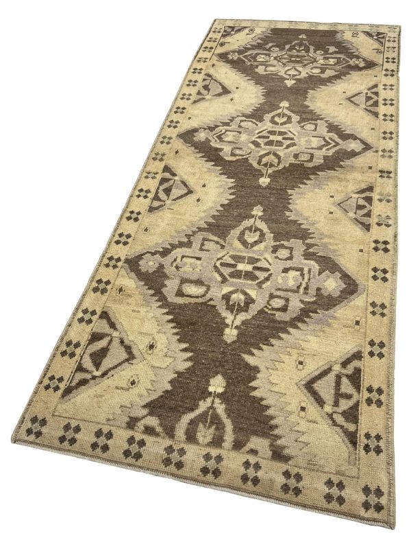 Artisan Angelina  Brown Lt.Gold Vintage Knotted Rug Online now