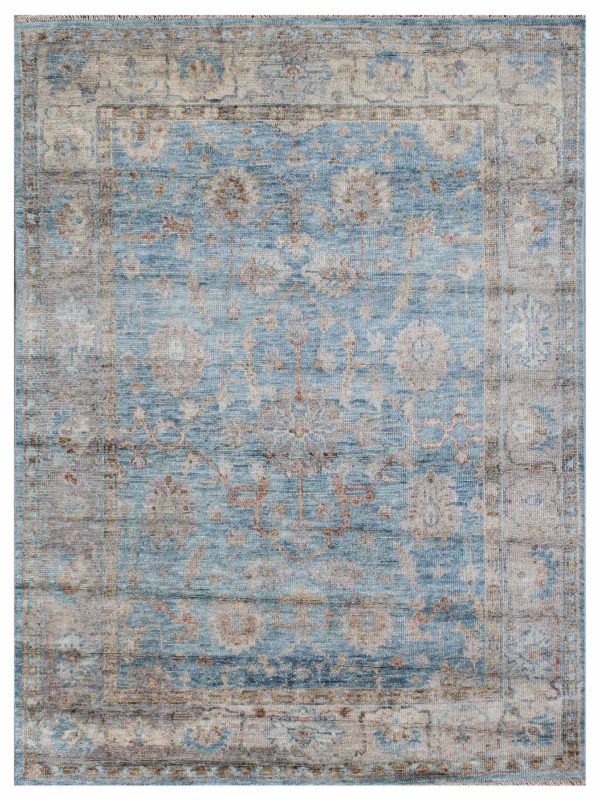 Artisan Felicity  Blue Silver Traditional Knotted Rug on Sale