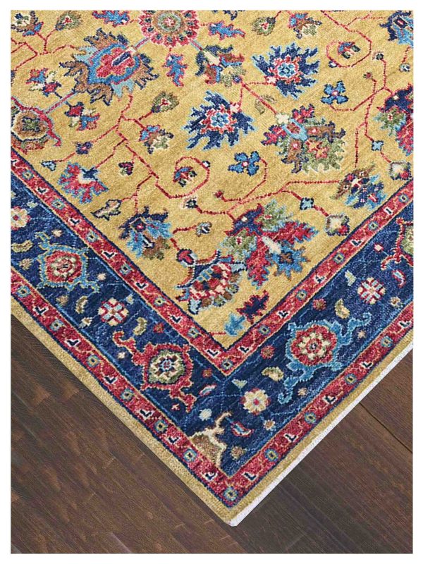 Artisan Felicity  Gold Navy Traditional Knotted Rug For Cheap