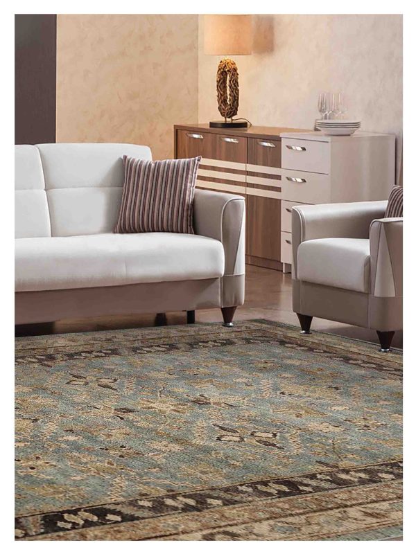 Artisan Felicity  Lt.Blue Brown Traditional Knotted Rug For Cheap