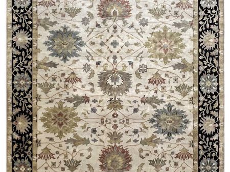 Artisan Cameron  Ivory Black Traditional Knotted Rug For Cheap