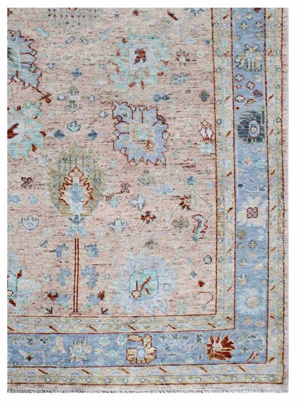 Artisan Felicity  Coral Blue Transitional Knotted Rug For Cheap