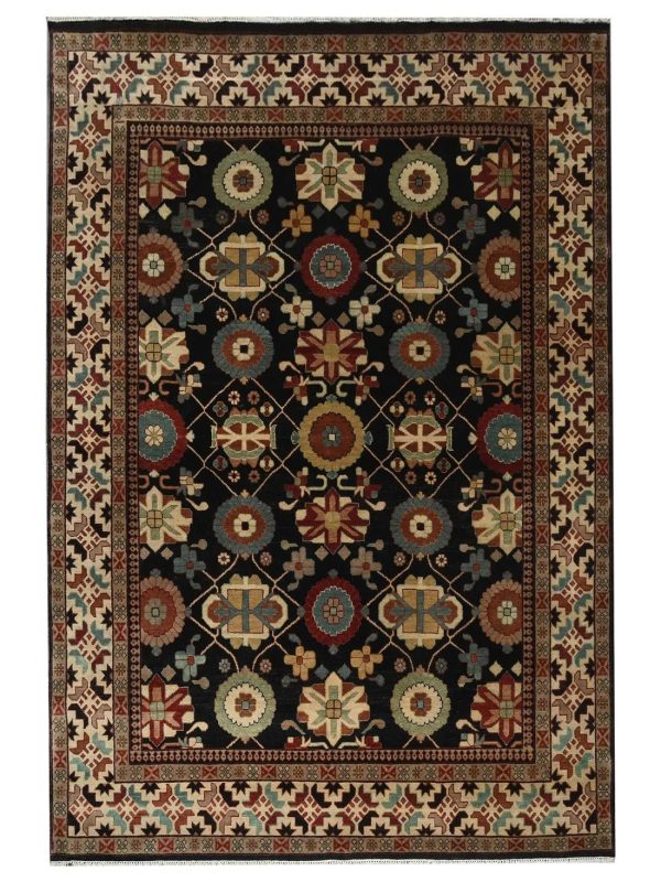 Artisan Helena  Black Beige Traditional Knotted Rug Online now