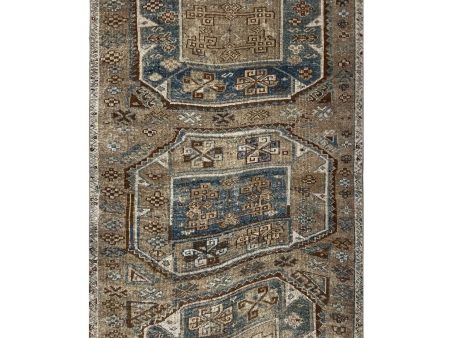 Artisan Angelina  Lt.Blue Brown Vintage Knotted Rug Fashion