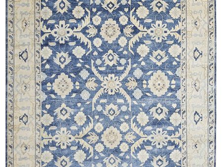 Artisan Freida  Denim Ivory Traditional Knotted Rug Hot on Sale