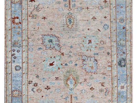 Artisan Felicity  Coral Blue Transitional Knotted Rug For Cheap