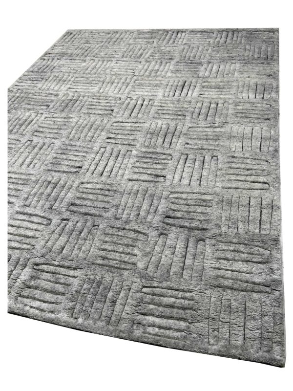 Artisan Harmony Grey  Contemporary Knotted Rug Cheap