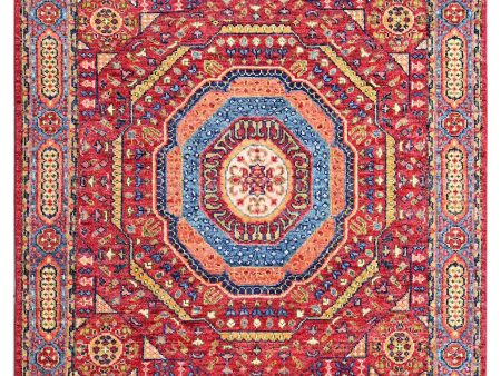 Artisan Felicity  Red Turquoise Traditional Knotted Rug For Cheap