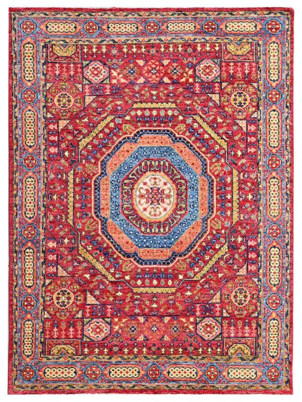 Artisan Felicity  Red Turquoise Traditional Knotted Rug For Cheap