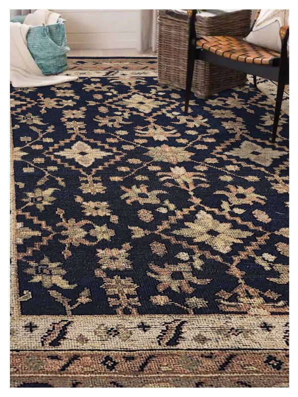 Artisan Felicity  Navy Ivory Traditional Knotted Rug Online now