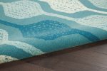 Waverly Sun N Shade SND70 Aqua Contemporary Power-Loomed Rug Sale