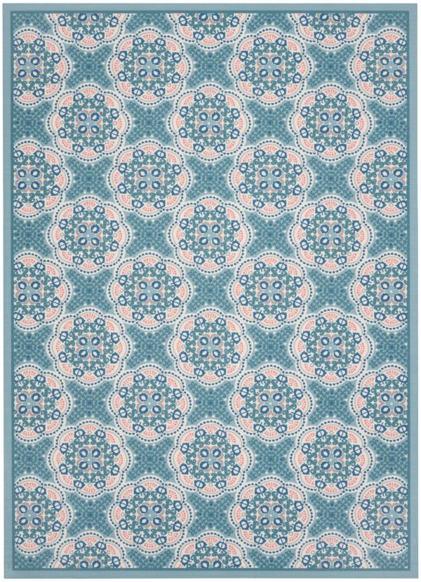 Waverly Sun N Shade SND90 Blue Contemporary Power-Loomed Rug Sale