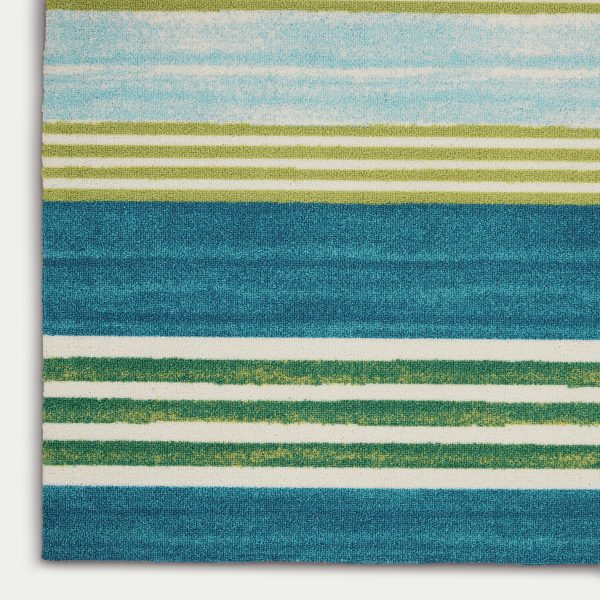 Waverly Sun N Shade SND71 Green Teal Contemporary Power-Loomed Rug Online